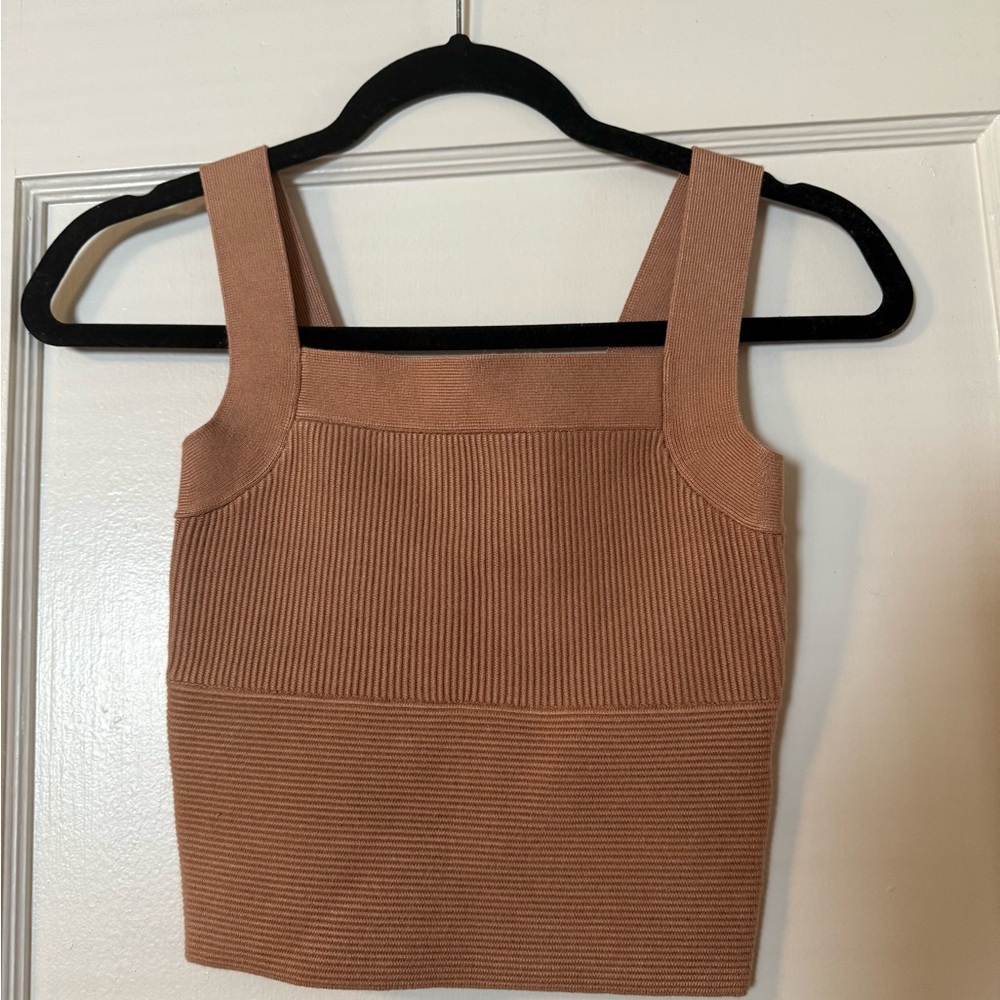 Abercrombie & Fitch ribbed fitted square neck crop top tank
